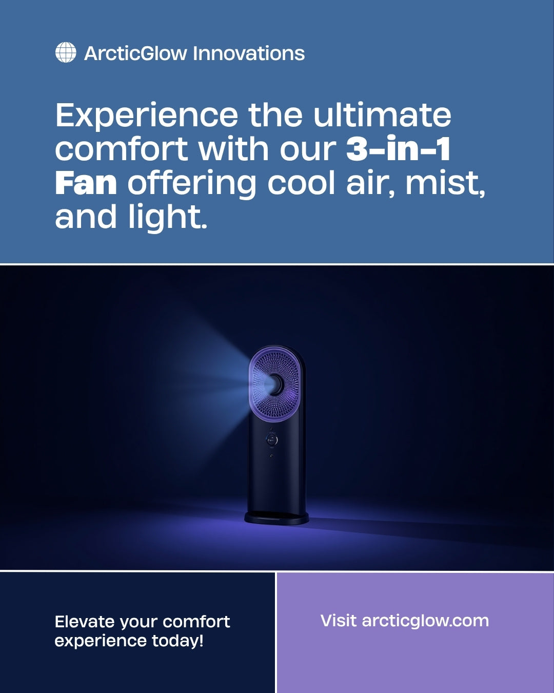 ArcticGlow 3-in-1 Spray Fan — Cool, Mist & Night Light