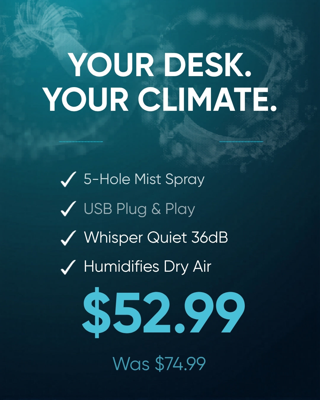 MistDesk USB Cooling Fan — Your Desk, Your Climate