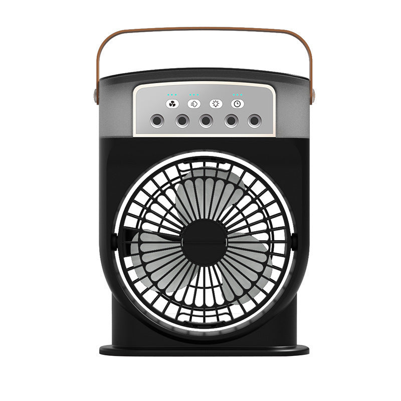 USB Misting Fan with Humidifying Cooling — 5-Nozzle Spray Desk Fan, 2000mAh Rechargeable