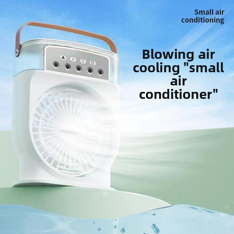 USB Misting Fan with Humidifying Cooling — 5-Nozzle Spray Desk Fan, 2000mAh Rechargeable