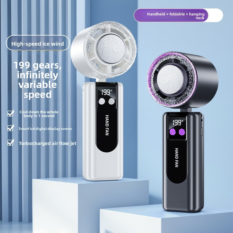 IceFold Portable Handheld Fan — Rechargeable Mini Personal Cooling Fan with Cold Plate, 5 Speeds