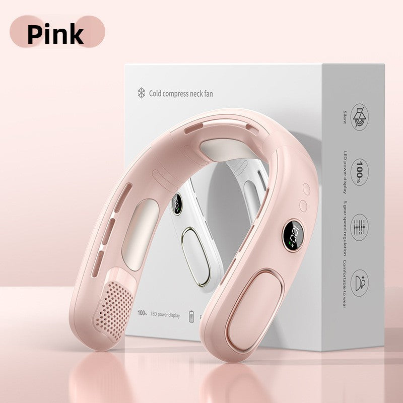 Bladeless Neck Fan — Portable Hands-Free Personal Cooling Fan, USB Rechargeable with Semiconductor Cooling, 5 Speeds