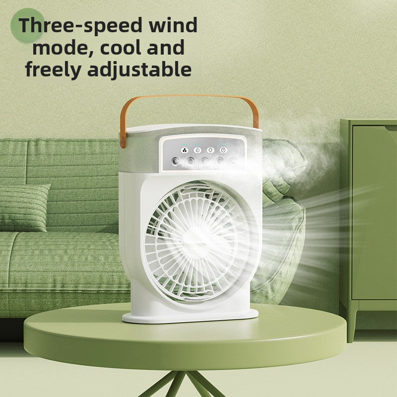 USB Misting Fan with Humidifying Cooling — 5-Nozzle Spray Desk Fan, 2000mAh Rechargeable