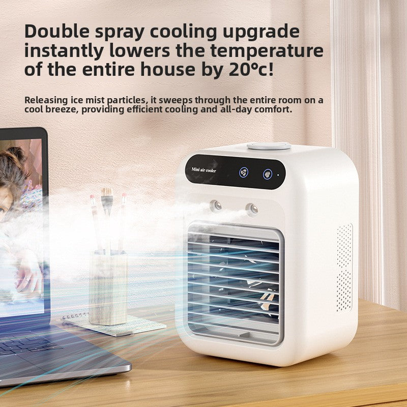 Portable Mini Air Cooler Fan with Humidifier — 3-in-1 USB Rechargeable Personal Space Cooler