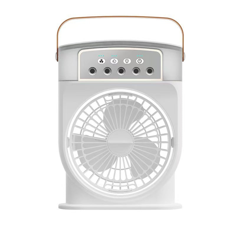 USB Misting Fan with Humidifying Cooling — 5-Nozzle Spray Desk Fan, 2000mAh Rechargeable