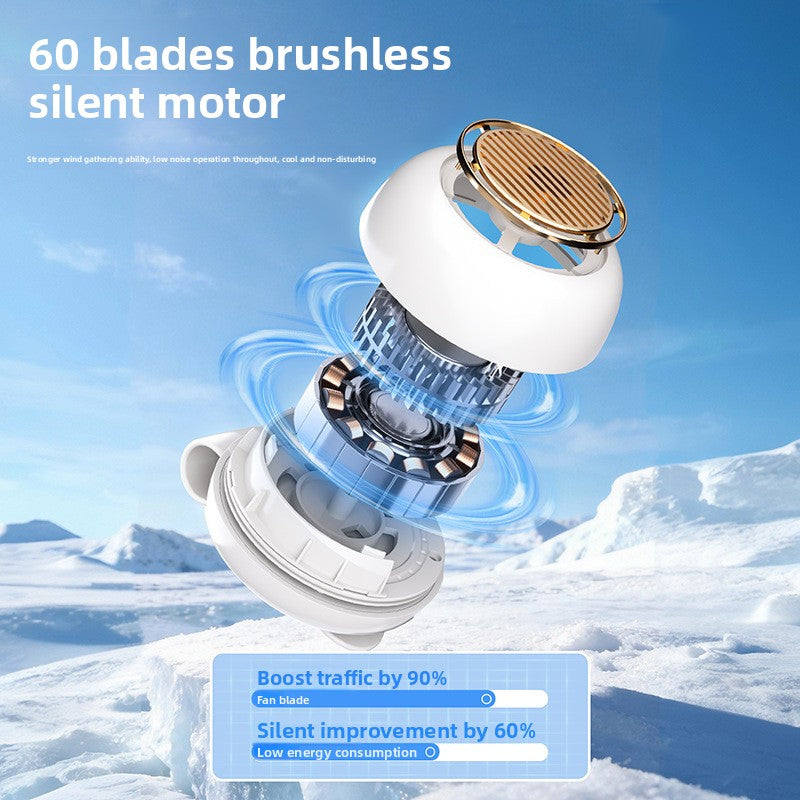 Mini Clip-on Bladeless Fan — Portable USB Rechargeable Hands-Free Fan for Stroller, Desk & Belt