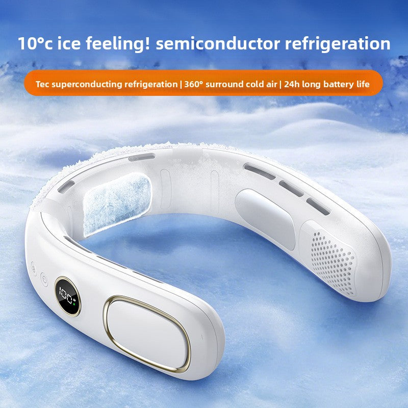 Bladeless Neck Fan — Portable Hands-Free Personal Cooling Fan, USB Rechargeable with Semiconductor Cooling, 5 Speeds