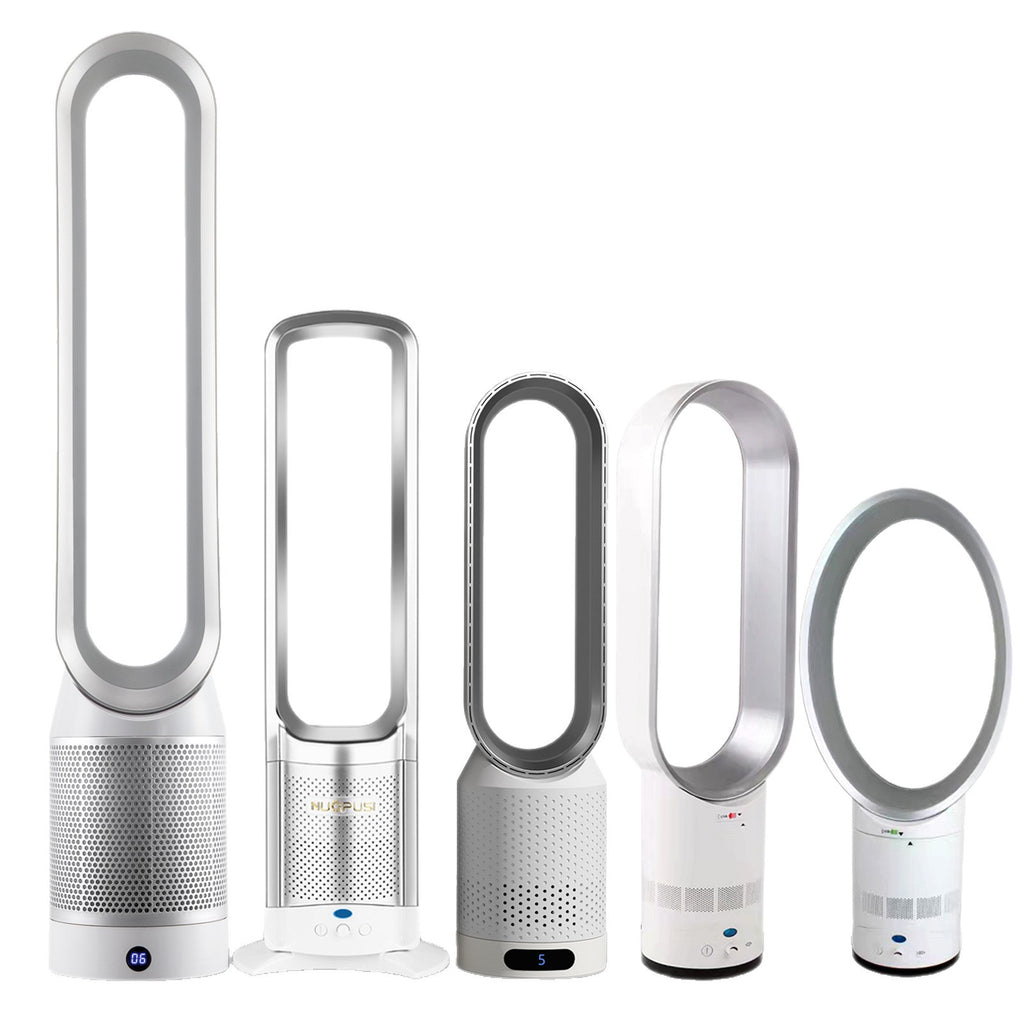 Bladeless Tower Fan — Quiet Safe Floor Fan with Air Filter, 8" Desktop to 20" Tower Options