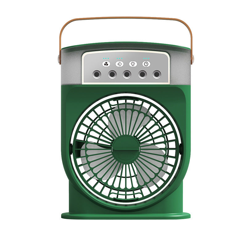 USB Misting Fan with Humidifying Cooling — 5-Nozzle Spray Desk Fan, 2000mAh Rechargeable