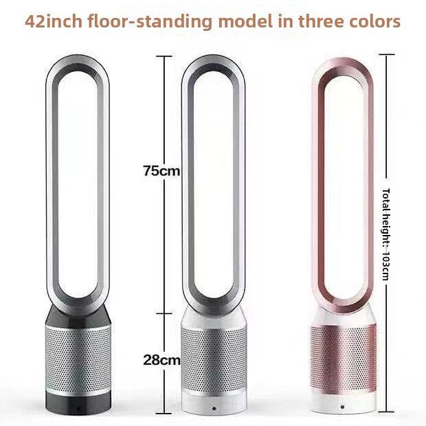 Bladeless Tower Fan — Quiet Safe Floor Fan with Air Filter, 8" Desktop to 20" Tower Options