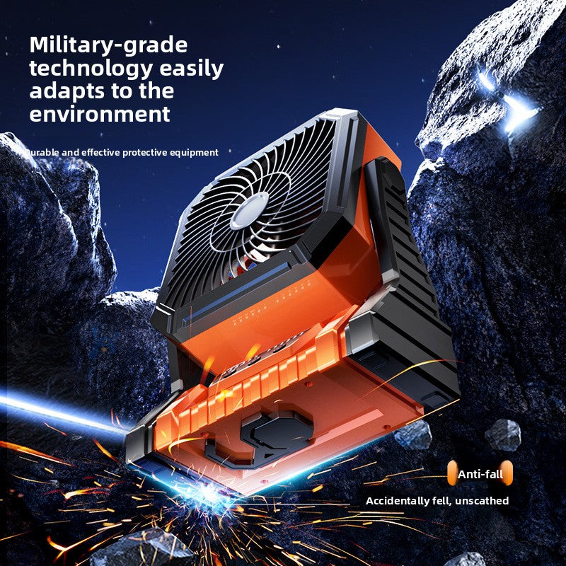 Portable Camping Fan with LED Light & Power Bank — Rechargeable Tent Fan, Up to 9000mAh