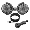 Dual Head USB Car Rear Seat Fan — 3-Speed Backseat Cooling Fan with Adjustable Twin Heads