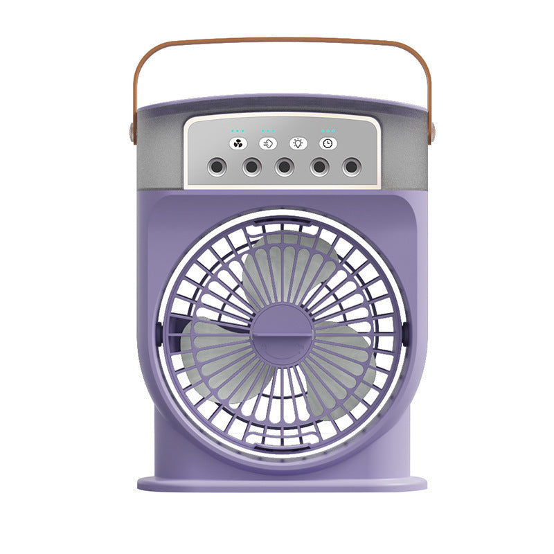 USB Misting Fan with Humidifying Cooling — 5-Nozzle Spray Desk Fan, 2000mAh Rechargeable