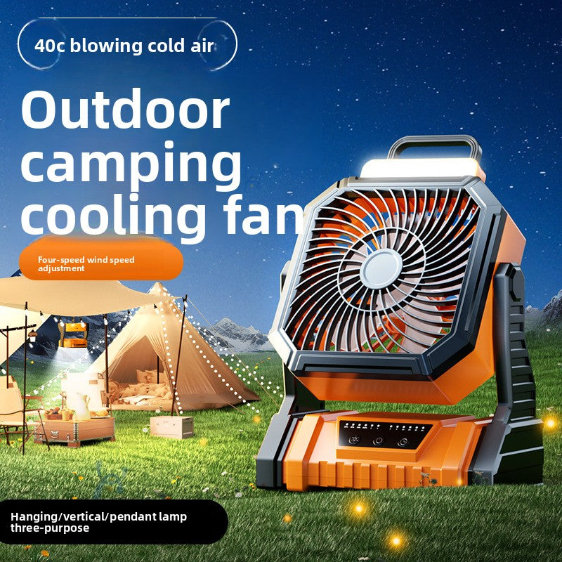 Portable Camping Fan with LED Light & Power Bank — Rechargeable Tent Fan, Up to 9000mAh