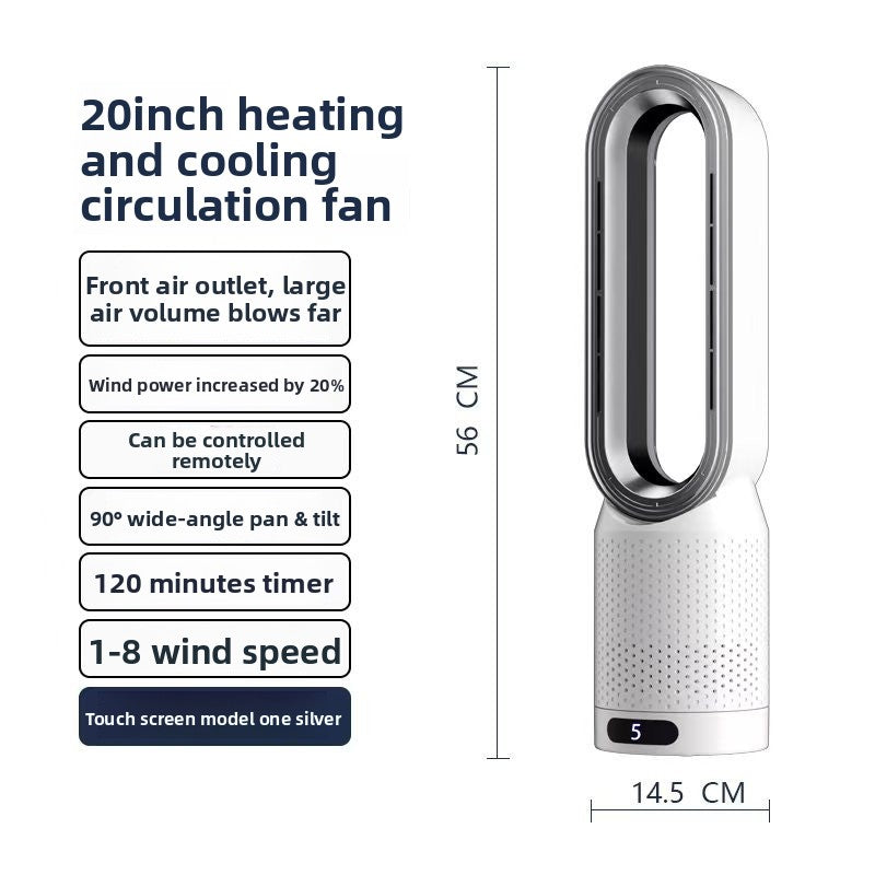 Bladeless Tower Fan — Quiet Safe Floor Fan with Air Filter, 8" Desktop to 20" Tower Options